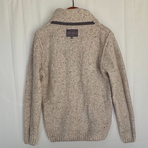 Rocha John Rocha Oatmeal Brown Wool Blend Cable Knit Fisherman Cardigan Medium - Picture 8 of 14